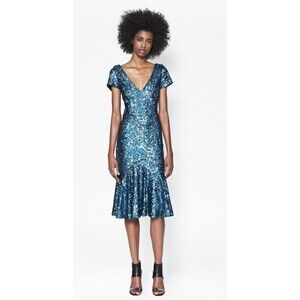 French Connection Celestial Blue Sirius Sequins Cocktail Dress Size 4 MSRP $268